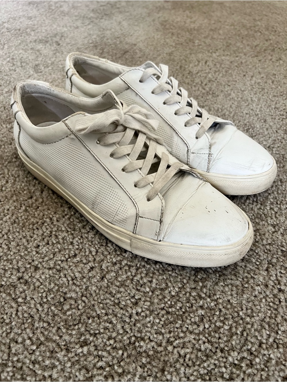 Men's White Low-Top Lace-Up Sneakers
